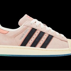 Adidas Women's Pink and Black Superstar Sneakers